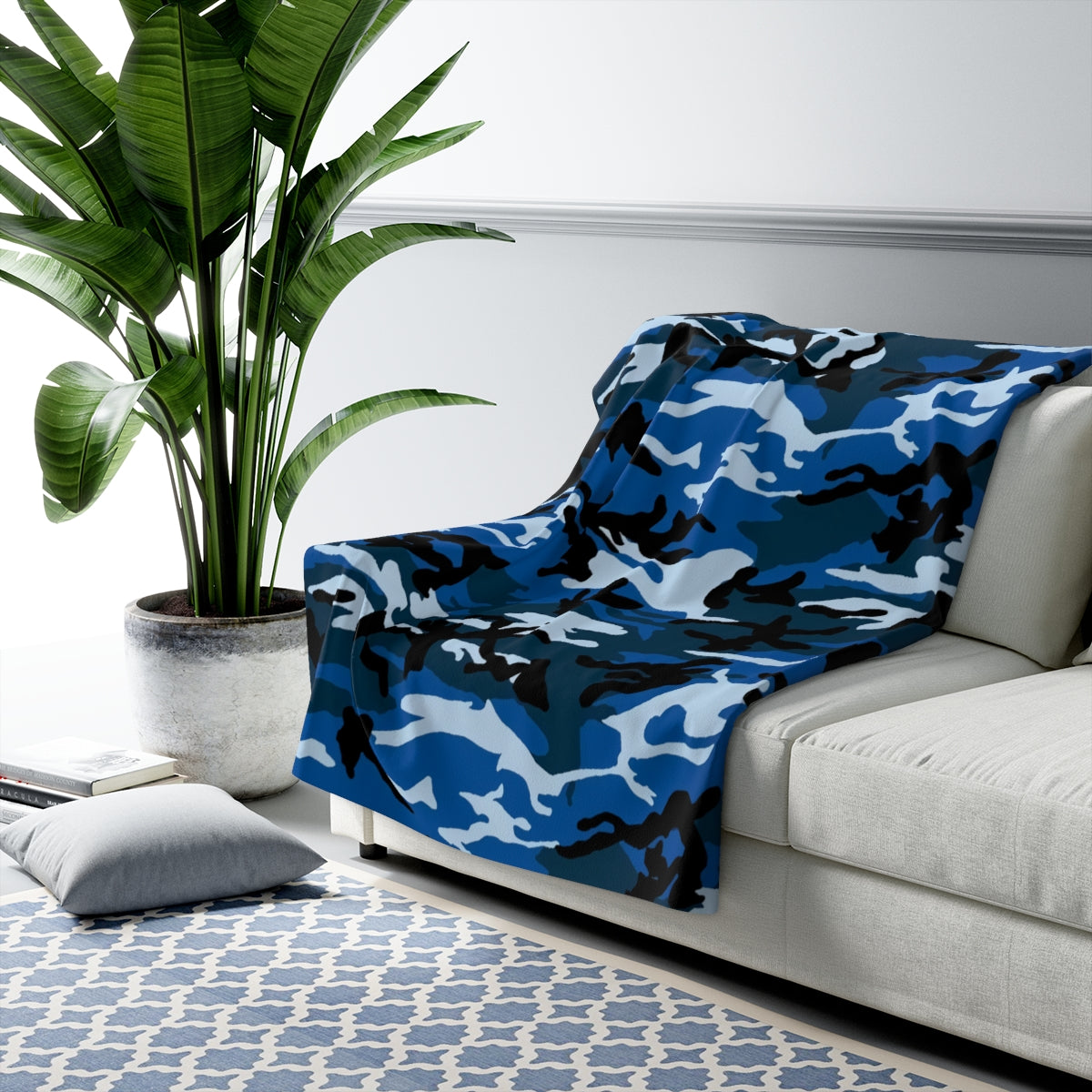 Blue Camo Sherpa Fleece Blanket